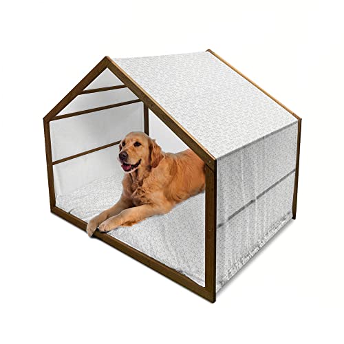 ABAKUHAUS Geometrischer Kreis Hundehütte aus Holz, Schaltung Band, tragbare Hundehütte für drinnen und draußen mit Kissen und Abdeckung, 90 cm x 127 cm, Grau von ABAKUHAUS