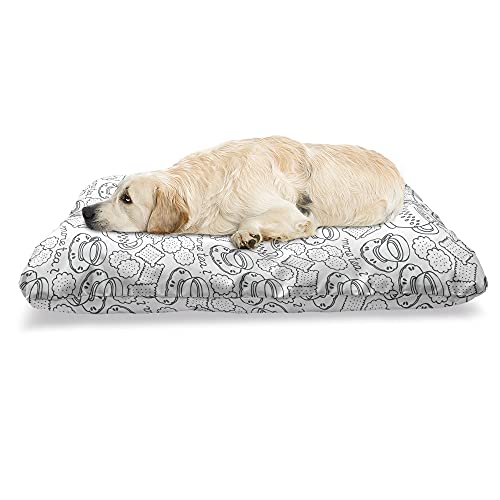ABAKUHAUS Tee-Party Haustierbett, Geschirr Muster, beissfestes Kissen für Hunde und Katzen mit abnehmbaren Bezug, 60 cm x 100 cm, Grau weiß von ABAKUHAUS