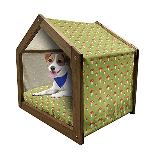 ABAKUHAUS Teen Zimmer Hundehütte aus Holz, Geometrisch, tragbare Hundehütte für drinnen und draußen mit Kissen und Abdeckung, 90 cm x 127 cm, Magenta Schwarzweiss von ABAKUHAUS