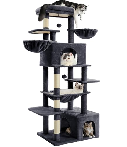 ABCPET Katzenbaum Großer Katzenturm Baum 172,7 cm Mehrstöckiger Katzenturm für Indoor-Katzen mit Sisal-Kratzstämmen, breiter Katzensitzstange, quadratische Hängematte, 2 breite Höhlen, Kratzstämme ABCPET Katzenbaum Großer Katzenturm Baum 172,7 cm Mehrstöckiger Katzenturm für Indoor-Katzen mit Sisal-Kratzstämmen, breiter Katzensitzstange, quadratische Hängematte, 2 breite Höhlen, Kratzstämme von ABCPET