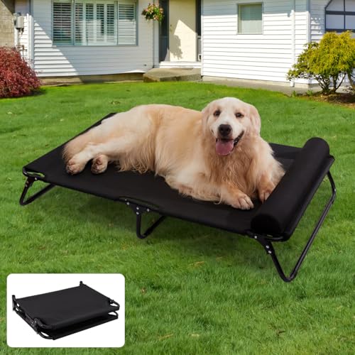ABE Outdoor-Hundebett, Hundebett, großes Hundebett, erhöhtes Hundebett, kühlendes Hundebett, erhöhtes Hundebett, außerhalb des Bodens, Outdoor-Haustierbett (X-Large), Schwarz von ABE