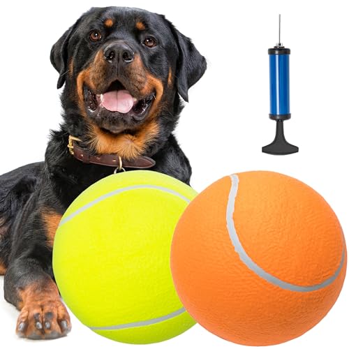 Hunde-Tennisbälle – Interaktive große Hundebälle für drinnen und draußen, für Training, Spielen, Übung, Apportieren, 2 Stück, lustiges Hundespielzeug für kleine, mittelgroße und große Hunde von ABFEKIEA