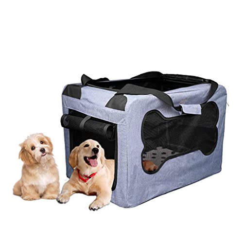 ABISTAB Knochen Transportbox Hunde und Katze Faltbare Tragetasche blau Größe L robuste Atmungsaktive Netz mit Komfort und Sicherheit von ABISTAB