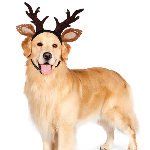 ABLAZEZAI Haustier-Weihnachtsgeweih-Stirnband, Hunde-Elch-Hirsch-Kopfbedeckung, Katzen-/Hunde-Weihnachts-Rentierhut, Party-Cosplay-Zubehör, Bekleidungskostüme für kleine, mittelgroße und große ABLAZEZAI Haustier-Weihnachtsgeweih-Stirnband, Hunde-Elch-Hirsch-Kopfbedeckung, Katzen-/Hunde-Weihnachts-Rentierhut, Party-Cosplay-Zubehör, Bekleidungskostüme für kleine, mittelgroße und große von ABLAZEZAI