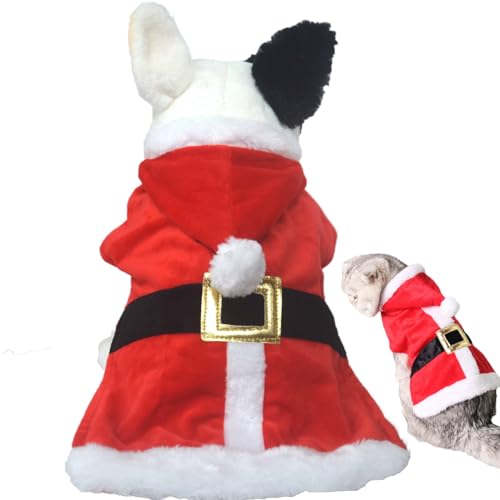 ABLAZEZAI Katzen-Weihnachtskostüm, Haustier-Weihnachtsmann-Kapuzenpullover, warmes Outfit, Kätzchen, Cosplay-Kleidung von ABLAZEZAI