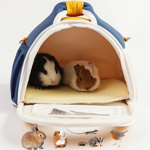 ABLAZEZAI Tragetasche für Meerschweinchen, Reisetasche, atmungsaktiv, für den Außenbereich, tragbar, für Chinchilla, Hamster, Vogel, Hasen, Igel, Zucker, Gleiter, Rennmaus (Orange) von ABLAZEZAI