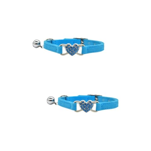 ABOOFAN 2 Stück Modisches Haustierhalsband in Herzform mit Strasssteinen und Glöckchen. und Bequem für Katzen von ABOOFAN