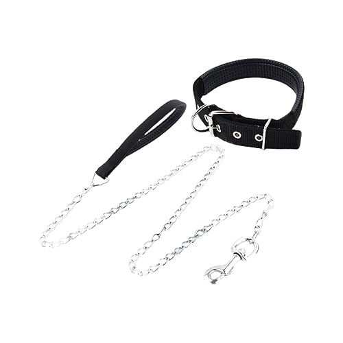 ABOOFAN 2-teiliges Hundehalsband-Set Mit Weichem Griff Und Eisenkette Schwarz S 1 5 Haustiergewicht Modischer Heimtierbedarf von ABOOFAN