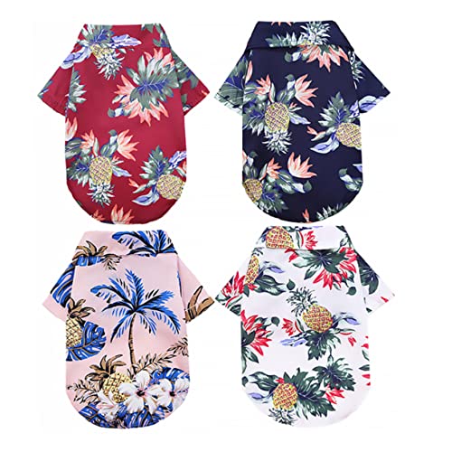 ABOOFAN 4 Stück Haustierhemd Hundekleidung für den Sommer lässige Haustierkleidung Cool Hawaiihemd Jungenhemden Welpen-Shirt sommerliche hundebluse Strand der Hund mittlerer Hund Polyester von ABOOFAN