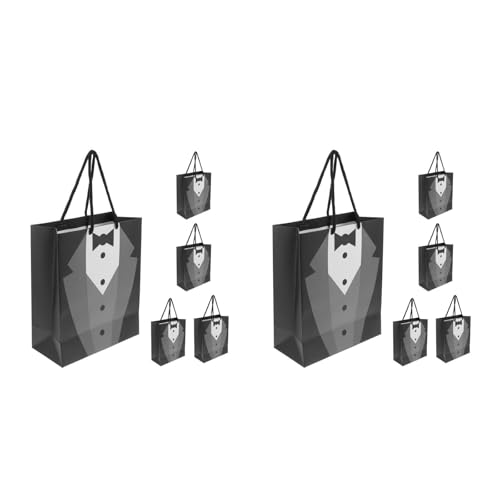 ABOOFAN 10 Stück Gastgeschenke Papier Weintüten Hochzeit Zubehör für Dekoration Männer Griffe Schwarz Trauzeugen Brautparty Süßigkeiten Geschenk Flasche Einkaufen Aufbewahrung Bräutigam Tasche von ABOOFAN