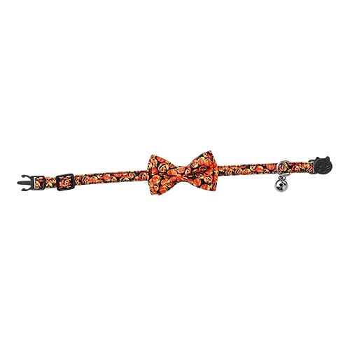 ABOOFAN 2 STK Halloween-Kragen Halloween-Kätzchen-Kragen Halsband verstellbare Haustierhalskette Spinne Halsketten Hundefliege Katze Bowknot-Krawatte die Katze Kürbis Baumwolle Polyester von ABOOFAN