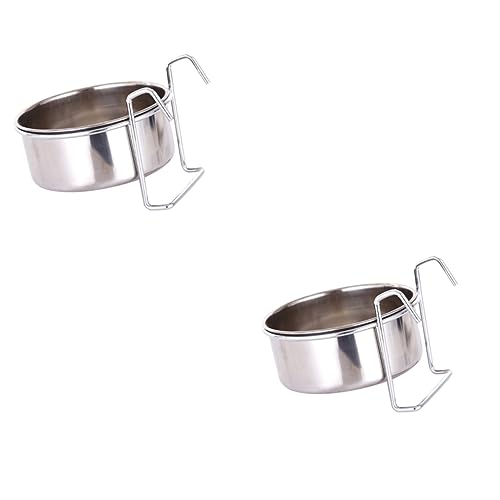 ABOOFAN 2 Sets Edelstahl Haustier Fütterung Schüssel Hängen Käfig Katze Schüssel Haustier Schüssel Nicht-Design von ABOOFAN