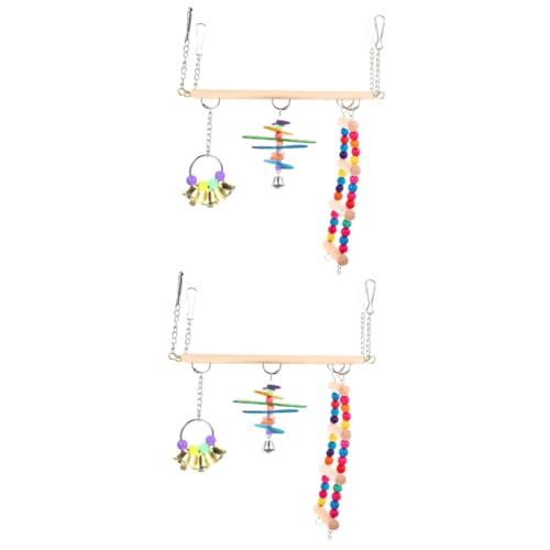 ABOOFAN 2 Sets Papagei Vogel Spielzeug Holz Schaukel Spielzeug für Sittiche Vogel Sitzstange Schaukel Vogel Zubehör und für Papagei von ABOOFAN