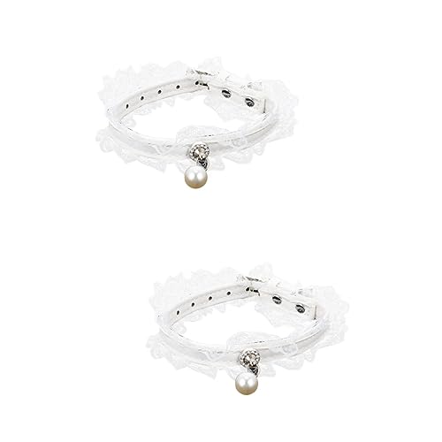 ABOOFAN 2 STK Pet-spitzenschal Hochzeit Hundehalsband Dekoratives Haustierhalsband Welpe Halskette Schmuck Individuelles Hundehalsband Perlenhalsband Perlendekor Kleine Tiere Kleidung Weiß von ABOOFAN