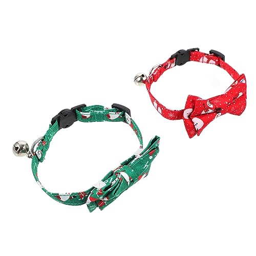 ABOOFAN 2st Haustierhalsband Zu Weihnachten Kätzchen Weihnachtskragen Katze Weihnachtsfliege Kätzchenhalsbänder Mit Glocke Weihnachtsbedarf Polyester Hündchen Weihnachtsutensilien von ABOOFAN