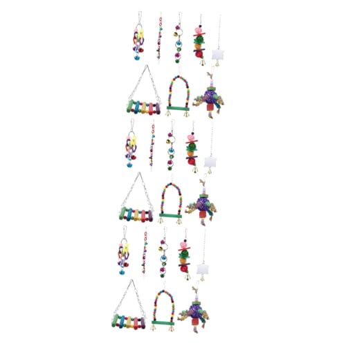 ABOOFAN 24 STK Papagei Spielzeug Papagei reißt Sittich Vogelschaukelspielzeug Trittleiter Spielzeuge hängendes Vogelspielzeug hängendes Vogel-Papagei-Spielzeug beissen die Schaukel hölzern von ABOOFAN