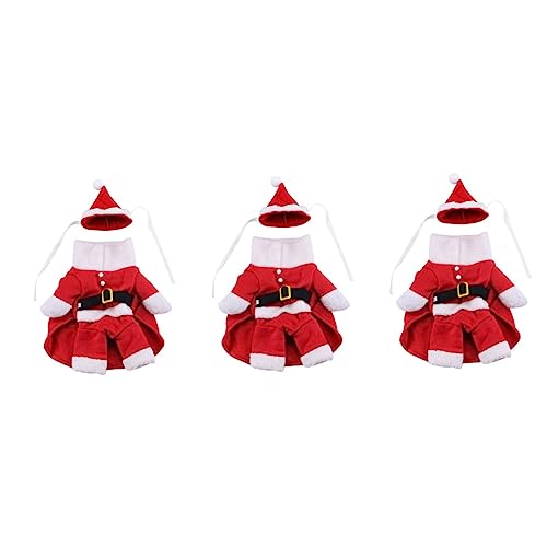 ABOOFAN Kleidung 3st Weihnachtsfeier Hundetuch Weihnachts-Hoodie-hundekleidung Welpen-weihnachtskostüme Weihnachtskostüme Hundeanzug Welpen-weihnachtsmann-kostüm Der Hund Weihnachtskatze von ABOOFAN
