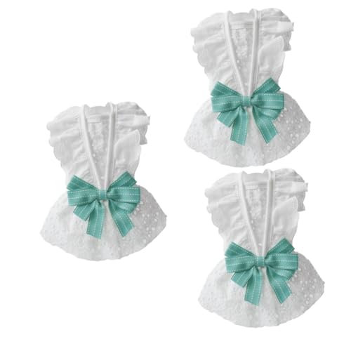 ABOOFAN 3St Kleid Welpen-Outfits ädchen Sommer-Outfit Sommerröcke hundemantel Geschirrtücher für Katzen Haustierzubehör Haustier Kostü Dropshipping Rock Baumwolle Weiß von ABOOFAN