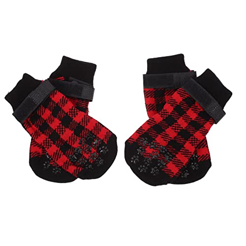 ABOOFAN 4 Stück Haustier Socken Haustierzubehör Sockenschuhe Schuhwaren Für Hunde rutschfeste Warme Schuhe Warme Hundesocken Mit Weihnachtsmotiv Kleiner Hund Reine Baumwolle Haustierschuhe von ABOOFAN