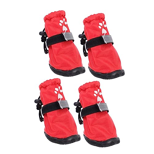 ABOOFAN Katze 4 Stück Regenstiefel Für Haustiere Reflektierende Hundeschuhe Outdoor-Stiefel Für Hunde Hunderegenstiefel Für Mittelgroße Hunde Golden Retriever Wasserdichter Hund Polyester von ABOOFAN