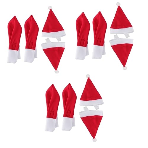 ABOOFAN 6 Sets Weihnachtsmann-haustiermütze Und Schal-Set Weihnachts-Haustier-anzieh-rot-Foto-Requisiten Für Haustier-Geburtstagsparty von ABOOFAN
