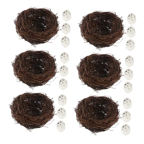 ABOOFAN 6Er-Set Teiliges Handgefertigtes Rattan Vogelnest mit Künstlichen Eiern Wetterfestes Vielseitiges für Garten Balkon Innenräume für Ostern Hochzeit Party und ABOOFAN 6Er-Set Teiliges Handgefertigtes Rattan Vogelnest mit Künstlichen Eiern Wetterfestes Vielseitiges für Garten Balkon Innenräume für Ostern Hochzeit Party und von ABOOFAN