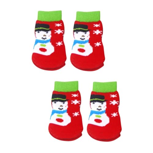 ABOOFAN 2 Sets Weihnachtssocken Für Haustiere Warme Socken Für Hunde Und Katzen Nicht Aus Baumwolle Für Kaltes Wetter Universalgröße Bezaubernde Muster 4 Stück X 2 von ABOOFAN