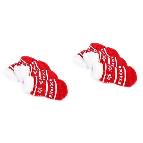 ABOOFAN rutschfeste Socken 8 Stück Welpen rutschfeste Katze Hund Stil M Rot Weihnachten – Mit Socken In Größe Pudelsocken von ABOOFAN