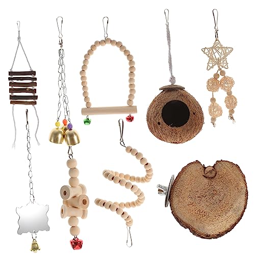 ABOOFAN Wellensittich-Spielzeug Für Papageien 9-teilig Vogel-Bungee-Spielzeug Kokosnuss-versteck Kauspielzeug Für Papageien Vogel-mahlspielzeug Vogelkäfig-zubehör Vogelkäfig-Spielzeug von ABOOFAN