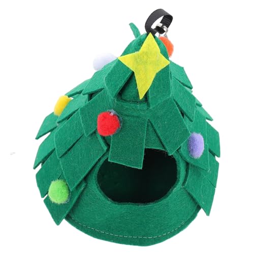 ABOOFAN Hamster-Weihnachtsnest Kaninchenbett Hamster warmes Weihnachtsbaum entzückendes Hamsterhaus Hängendes kleines Haustiernest atmungsaktiv Haustierkäfig Spielzeug Hängematte von ABOOFAN