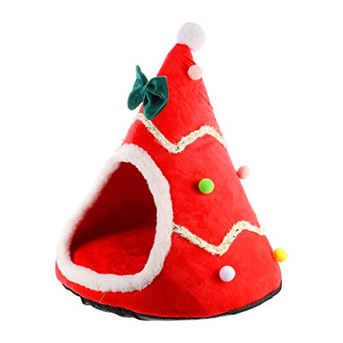 ABOOFAN Haustierbett Weihnachten Haustier Katze Hund Zwinger Bett Breite Tür Rot Haustier Wärme Bett Haustier Kissen von ABOOFAN