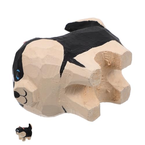 ABOOFAN Husky kleine Holzschnitzerei holzspielzeug für Hundeliebhaber Holzdekoration Hund Kuchen Topper Mini-Hundeskulptur Haustier Hundeschmuck Hundespielzeug aus Holz hölzern von ABOOFAN