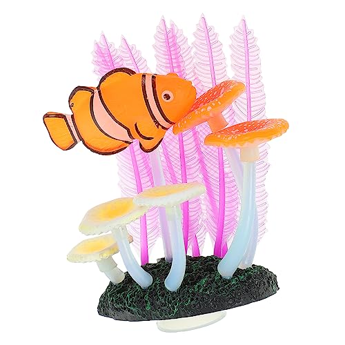 ABOOFAN Künstliche Hornkoralle Künstliche Aquarienpflanzen Künstliche Korallenriffdekoration Leuchtendes Künstliches Ornament Fischpflanzen Künstlich Hohe Simulation Aquarium Kieselgel von ABOOFAN