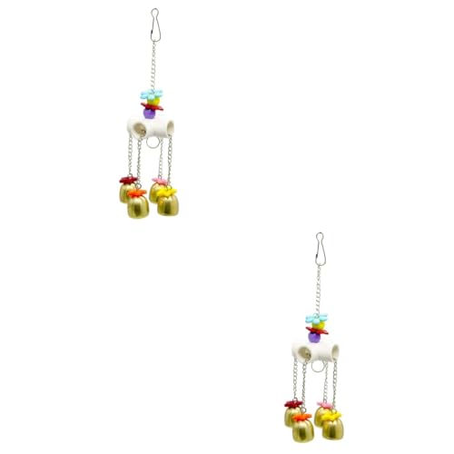 ABOOFAN 2 Sätze Papagei Kauspielzeug Futterspielzeug für Papageien Papagei Schaukelglocken Spielzeug Spielzeuge Glocken Anhänger zarter Glöckchen-Anhänger Vögel die Klingel Xuanfeng Metall von ABOOFAN