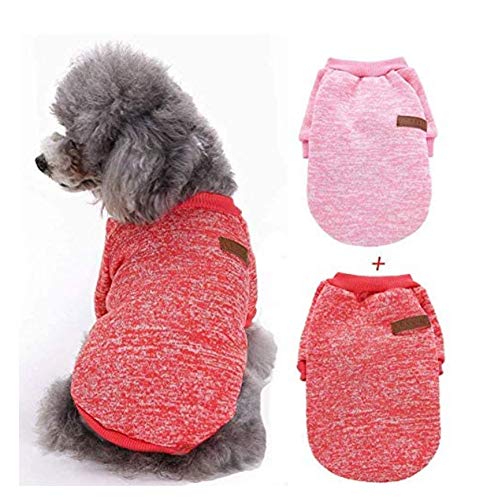ABRRLO 2er Pack Haustierhundepullover Weiche Verdickung Warme Klassische Strickwaren Puppy Cat Kostüme für kleine, mittelgroße und große Hunde von ABRRLO