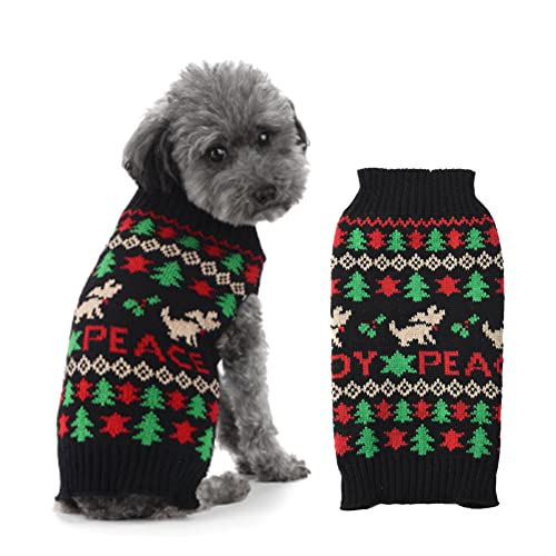 ABRRLO Hund Pullover Dog Sweater Hundepullover Haustier Hundepulli Warm Welpe Kleine Mittel Hunde (M, Schwarz) von ABRRLO