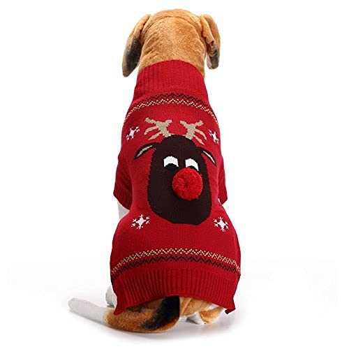 ABRRLO Hunde Kostüme Hundebekleidung Baumwolle Pullover feiern Weihnachten-Tag Winter Mantel Strickpullover Dress up Haustier Hund Pullover Haustier Kostüm (XXL, KitzD) von ABRRLO