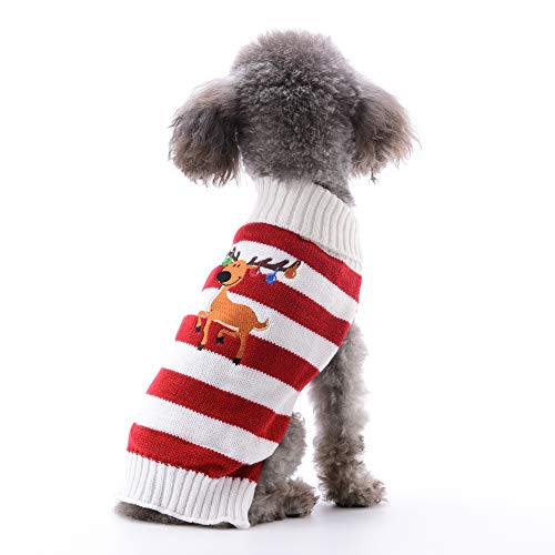 ABRRLO Hunde Kostüme Hundebekleidung Baumwolle Pullover feiern Weihnachten-Tag Winter Mantel Strickpullover Dress up Haustier Hund Pullover Haustier Kostüm Fashion Urlaub Party(S, Kitz C1) von ABRRLO