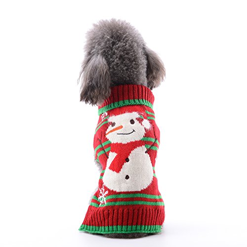 ABRRLO Hunde Kostüme Hundebekleidung Baumwolle Pullover feiern Weihnachten-Tag Winter Mantel Strickpullover Haustier Hund Pullover Haustier Kostüm Fashion Urlaub Party Geschenk (S, Schneemann) von ABRRLO