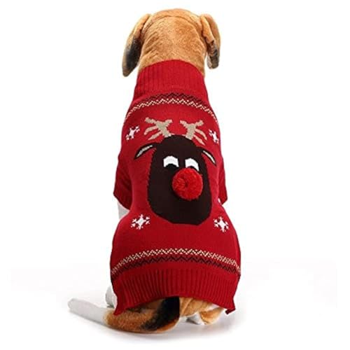 ABRRLO Hunde Kostüme Hundebekleidung Baumwolle Pullover feiern Weihnachten-Tag Winter Mantel Strickpullover Haustier Hund Pullover Haustier Kostüm Fashion Urlaub Party Geschenk (XL, KitzD) von ABRRLO