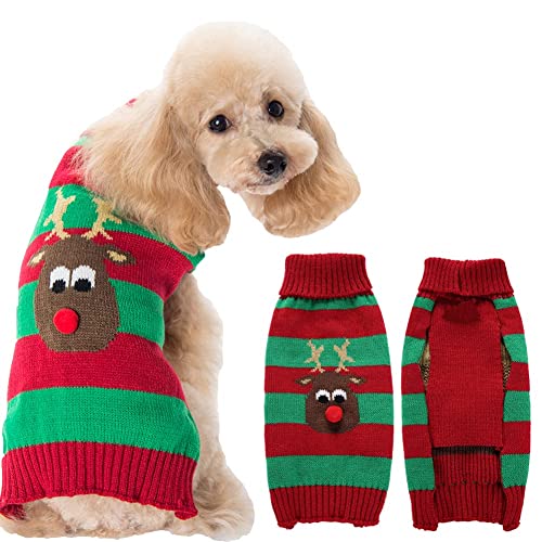 ABRRLO Weihnachten Hund Pullover Dog Sweater Hundepullover Haustier Hundepulli Warm Welpe Kleine Mittel Hunde (M, Hirsch-A) von ABRRLO
