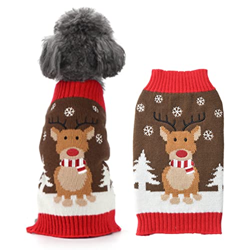 ABRRLO Weihnachten Hund Pullover Dog Sweater Hundepullover Haustier Hundepulli Warm Welpe Kleine Mittel Hunde (XL, Hirsch) von ABRRLO