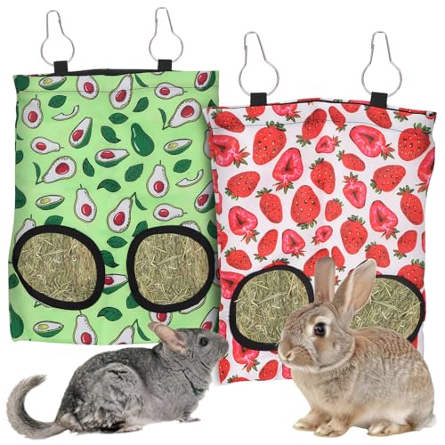 ABTOLS Heu-Futterspender für Kaninchen, 2 Löcher, zum Aufhängen, für Meerschweinchen, Chinchillas, Hamster, Rot, Grün, Erdbeere, Avocado, Hase, Kleintiere, Cartoon-Heutasche, 2 Stück ABTOLS Heu-Futterspender für Kaninchen, 2 Löcher, zum Aufhängen, für Meerschweinchen, Chinchillas, Hamster, Rot, Grün, Erdbeere, Avocado, Hase, Kleintiere, Cartoon-Heutasche, 2 Stück von ABTOLS