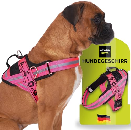 Hundegeschirr mit 3 Metallringankern zur Befestigung an der Brust oder Brust des Hundes, ohne den Hals des Hundes zu ersticken. (Rosa, M) Hundegeschirr mit 3 Metallringankern zur Befestigung an der Brust oder Brust des Hundes, ohne den Hals des Hundes zu ersticken. (Rosa, M) von ACARAPETS