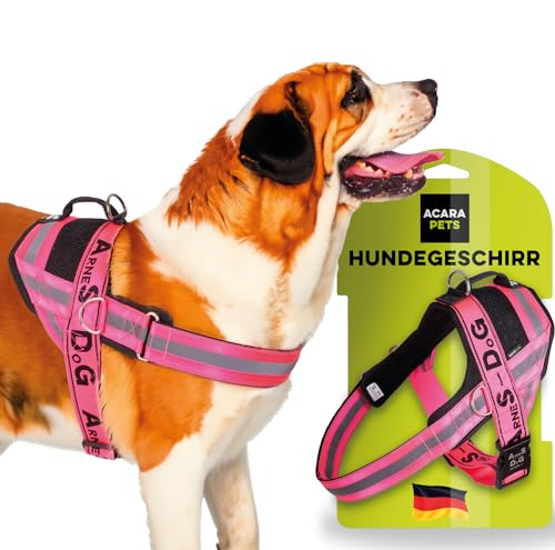 Hundegeschirr mit 3 Metallringankern zur Befestigung an der Brust oder Brust des Hundes, ohne den Hals des Hundes zu ersticken. (Rosa, XL) von ACARAPETS