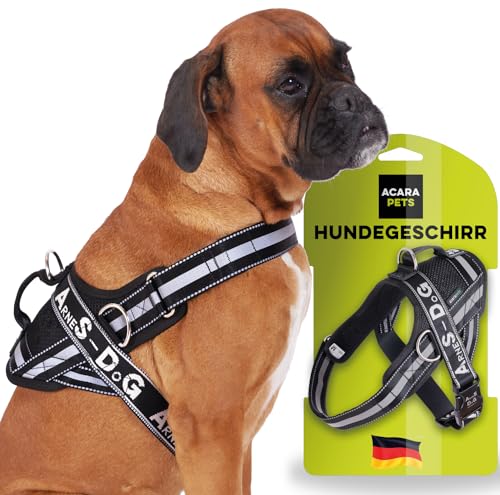 Hundegeschirr mit 3 Metallringankern zur Befestigung an der Brust oder Brust des Hundes, ohne den Hals des Hundes zu ersticken. (Schwarz, M) Hundegeschirr mit 3 Metallringankern zur Befestigung an der Brust oder Brust des Hundes, ohne den Hals des Hundes zu ersticken. (Schwarz, M) von ACARAPETS