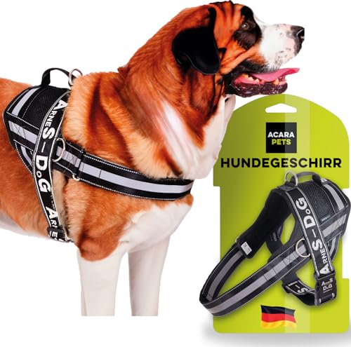 Hundegeschirr mit 3 Metallringankern zur Befestigung an der Brust oder Brust des Hundes, ohne den Hals des Hundes zu ersticken. (Schwarz, XL) Hundegeschirr mit 3 Metallringankern zur Befestigung an der Brust oder Brust des Hundes, ohne den Hals des Hundes zu ersticken. (Schwarz, XL) von ACARAPETS