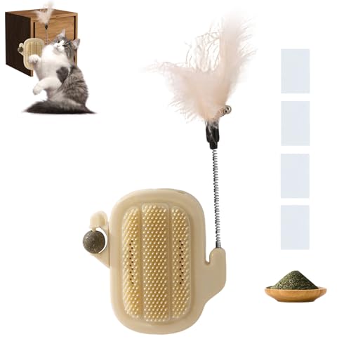 ACAREY 3-in-1 Katzenspielzeug mit Katzenminze & Selbstpflege-Bürste, Verstellbare Katzenangel für Großkatzen (32cm), Leicht zu Reinigen, PP-Material (Blau) von ACAREY