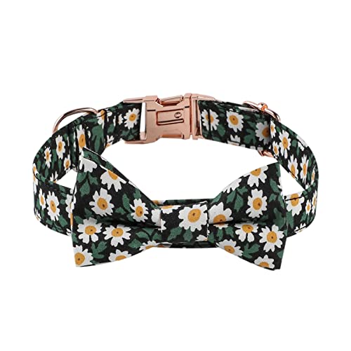 ACAREY Halsband für Hunde, Katzen, verstellbar, mit Schleife, Blumenmuster, für Party, Urlaub, Foto (L, schwarz) von ACAREY