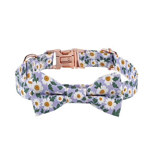 ACAREY Halsband für Hunde, Katzen, verstellbar, mit Schleife, Blumenmuster, für Party, Urlaub, Fotozubehör (L, violett) von ACAREY